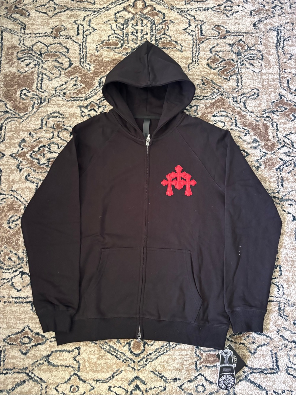 Chrome Hearts Black Hoodie with Red Accent Tag